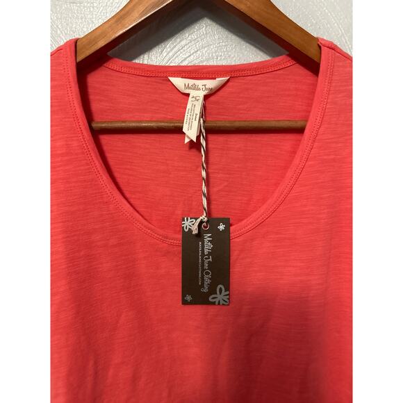 Matilda Jane Womens Coral Pink Eureka Springs Embroidered Ruffle Top Small NWT - Picture 2 of 9